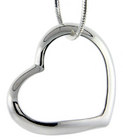 Beautiful Sterling Silver Classic Valentine Floating Heart, 7/8 in. long X 1 in. wide 