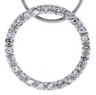 Sterling Silver Jeweled Circle Pendant, w/ Cubic Zirconia stones, 15/16 (24 mm) tall"