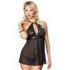  Regular Sequin Halter Mesh Babydoll w/ Ribbon Choker & Open Back Thong