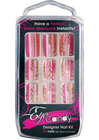 Finger Nails Pearls On Stripes