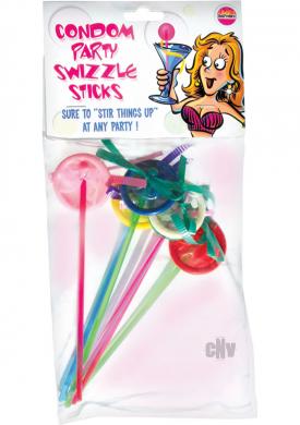 Condom Party Swizzle Stick 6/pk