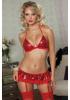 Hot Stuff Bra Garter Skirt and Thong - Red