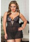 In The Spotlight Babydoll Thong Queen Blk
