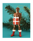 Male african american xmas package ornament