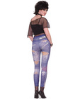 Punk rock graphic jean leggings - blue xs/s