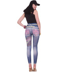 Hip hop graphic jean leggings - blue m/l