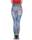 Grunge graphic jean leggings - blue m/l