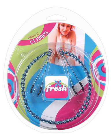Fres nipple clamps w/chain - blue