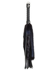 24in rabbit fur and leather whip - black