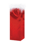 Red hologram wine bag w/white marabou trim