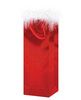 Red hologram wine bag w/white marabou trim