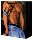 Male chest w/bluejeans gift bag