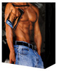 Male chest w/bluejeans gift bag