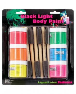 Small black light liquid latex body paint kit