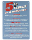 Tin sign, 5 levels of a hangover
