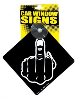 Middle finger car window signs