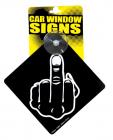 Middle finger car window signs