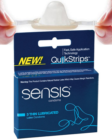 Sensis quik strips condoms thin - box of 3