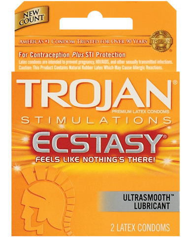 Trojan Ultra Ribbed Ecstasy Lubricated Condoms 2 Pack Sex Toy Product