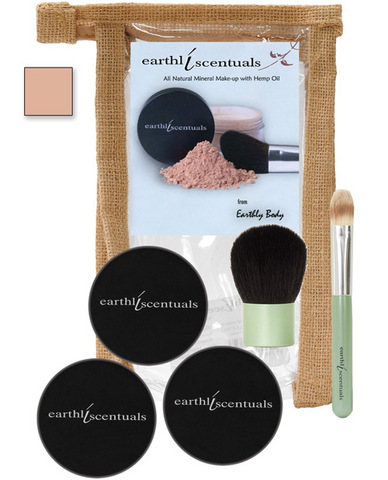 Earthly body mineral make-up - #2.3 medium beige foundation, concealer, sheer mineral and 2 brushes