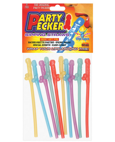 Party pecker straws, assorted colors (10 pc bag) Sex Toy Product