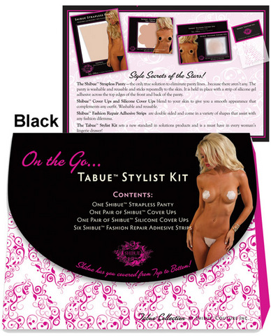 Shibue on the go, strapless panty, cover ups, silicone cover ups, repair adhesives black xs/s