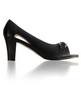 Le dame shoes sophie  2 3/4in open toe pump leather black eleven