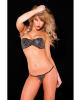 Faux Leather Studded Bandeu w/Lace Up Back  and Matching G-String Black O/S