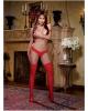 Stay up thigh high w/lace top red qn