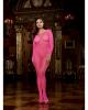 Fishnet long sleeved open crotch bodystocking pink qn