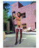 Sheer thigh high w/pink lace top  black o/s