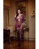 Fishnet garter dress w/lace hem and attached thigh highs (thong not included) plum qn