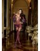 Fishnet garter dress w/lace hem and attached thigh highs (thong not included) plum o/s
