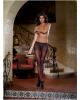 Sheer open back pantyhose w/attached open crotch lace thong black o/s