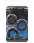 Blush stay hard beaded cock rings 3 pack - black