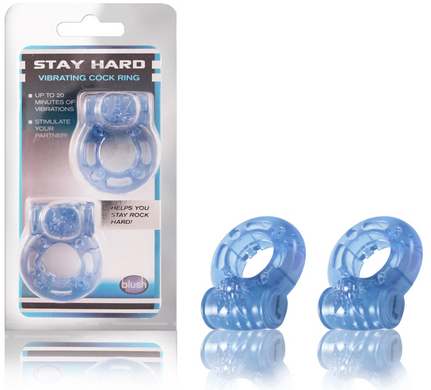 Stay Hard Vibrating Cock Ring 2 Pack - Blue 