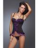 Mesh and stretch lce cami w/padded underwire cups and g-string purple/black lg