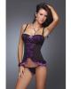 Mesh and stretch lce cami w/padded underwire cups and g-string purple/black md