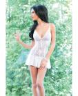 Chemise w/scalloped stretch lace cups and adjustable straps white o/s