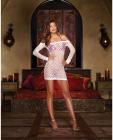 Honeycomb knit dress w/contrasting tri top and g-string white/pink o/s