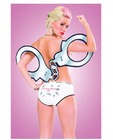Naughty pet sport panty handcuffs white medium (pasties not in