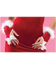 Velvet and white faux fur trim fingerless gloves w/large satin bow red o/s