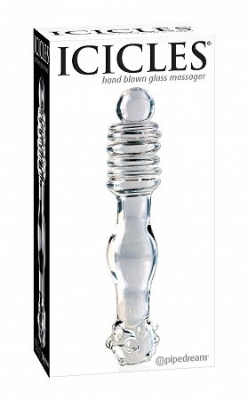 Icicles No.11, Hand Blown Glass Massager - Clear