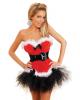 Holiday flirt velvet bustier w/removable and adjustable garters, thong and petticoat red xl