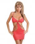 Club wear sexy cut-out dress w/chain accents hot pink o/s