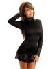 High neck mini dress w/lace accents and thong black o/s