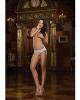 Stretch lace cheeky hipster panty w/ruched back white lg