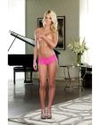 Stretch lace low rise cheeky hiphugger panty w/scalloped lace and satin bow trim hot pink xl(no inv)