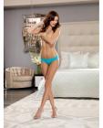 Stretch lace thong w/stretch lace waistband turquoise o/s (out of inv)