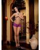 Stretch lace cheeky boyshort w/satin ribbon lace up back detail and satin bow orchid x large